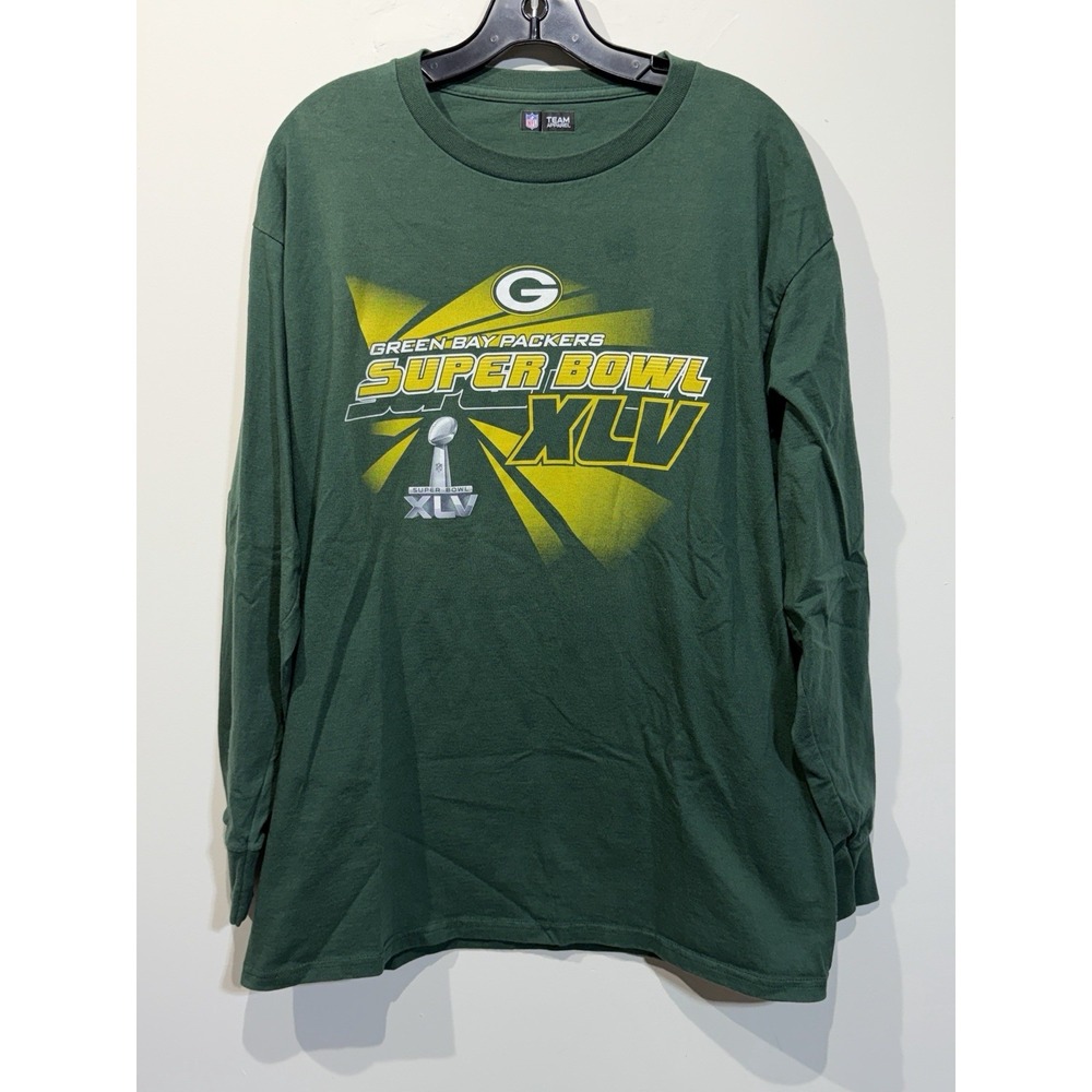 Green Bay Packers Long-Sleeve T-Shirt L Graphic NFL Team Apparel Super Bowl XLV